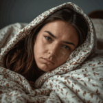 Woman with dry, flaky skin around nose and lips wrapped in a blanket, representing discomfort from dry skin needing the best moisturiser for face.